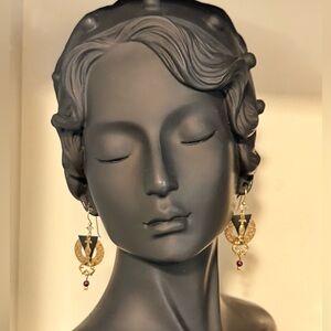 Vintage Textured Brass Dangle Earrings